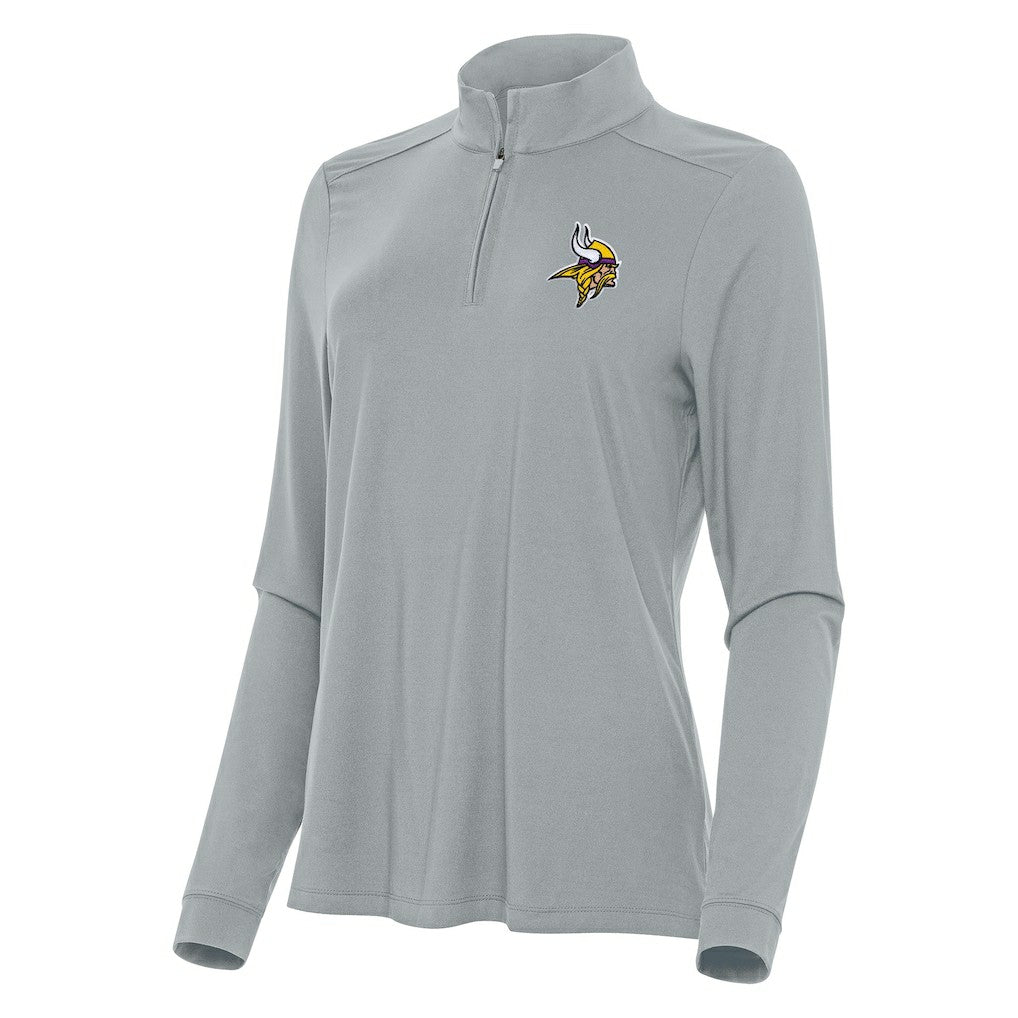 Minnesota Vikings Antigua Women's Intent Quarter-Zip Sweatshirt Gray - NFL