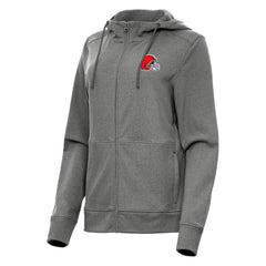 Cleveland Browns Antigua Women's Seeker Full-Zip Hoodie Jacket Heather Charcoal - NFL