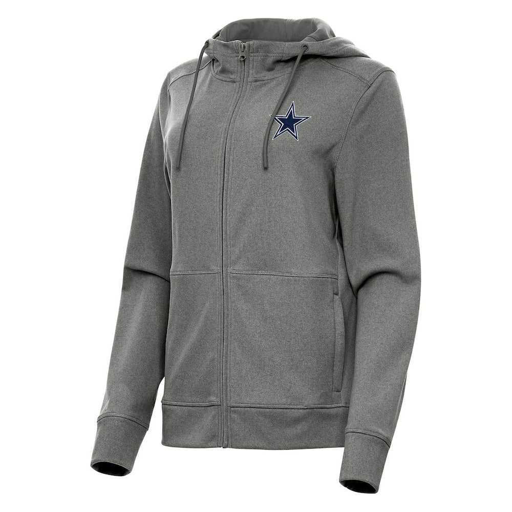 Dallas Cowboys Antigua Women's Seeker Full-Zip Hoodie Jacket Heather Charcoal - NFL