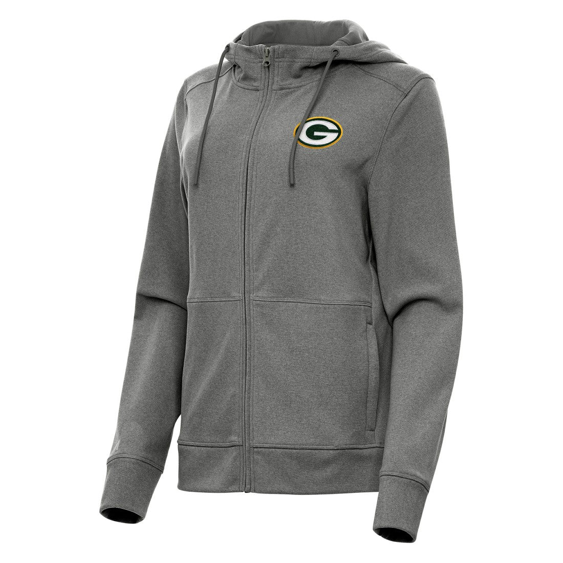 Green Bay Packers Antigua Women's Seeker Full-Zip Hoodie Jacket Heather Charcoal - NFL