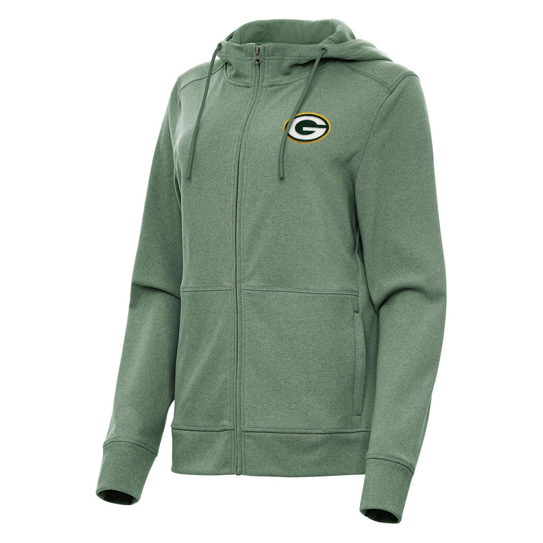 Green Bay Packers Antigua Women's Seeker Full-Zip Hoodie Jacket Heather Green - NFL