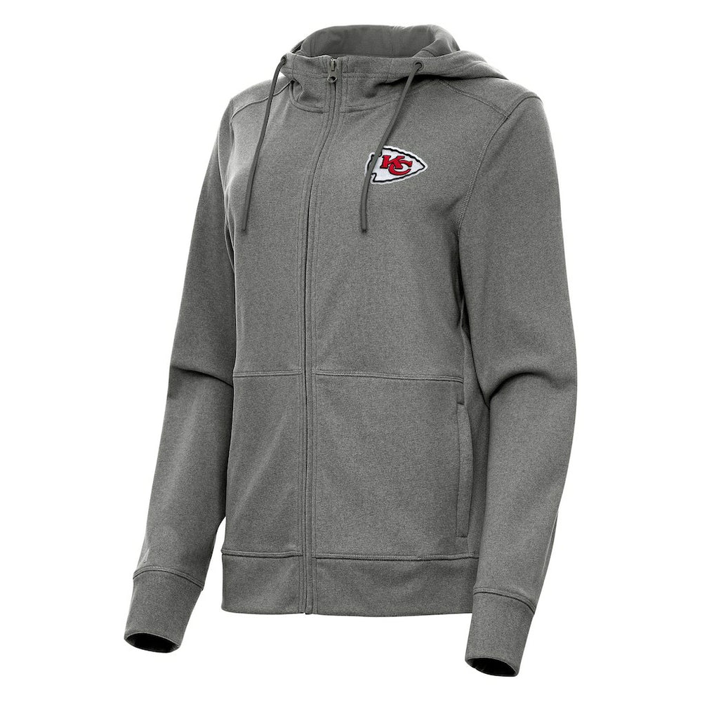 Kansas City Chiefs Antigua Women's Seeker Full-Zip Hoodie Jacket Heather Charcoal - NFL