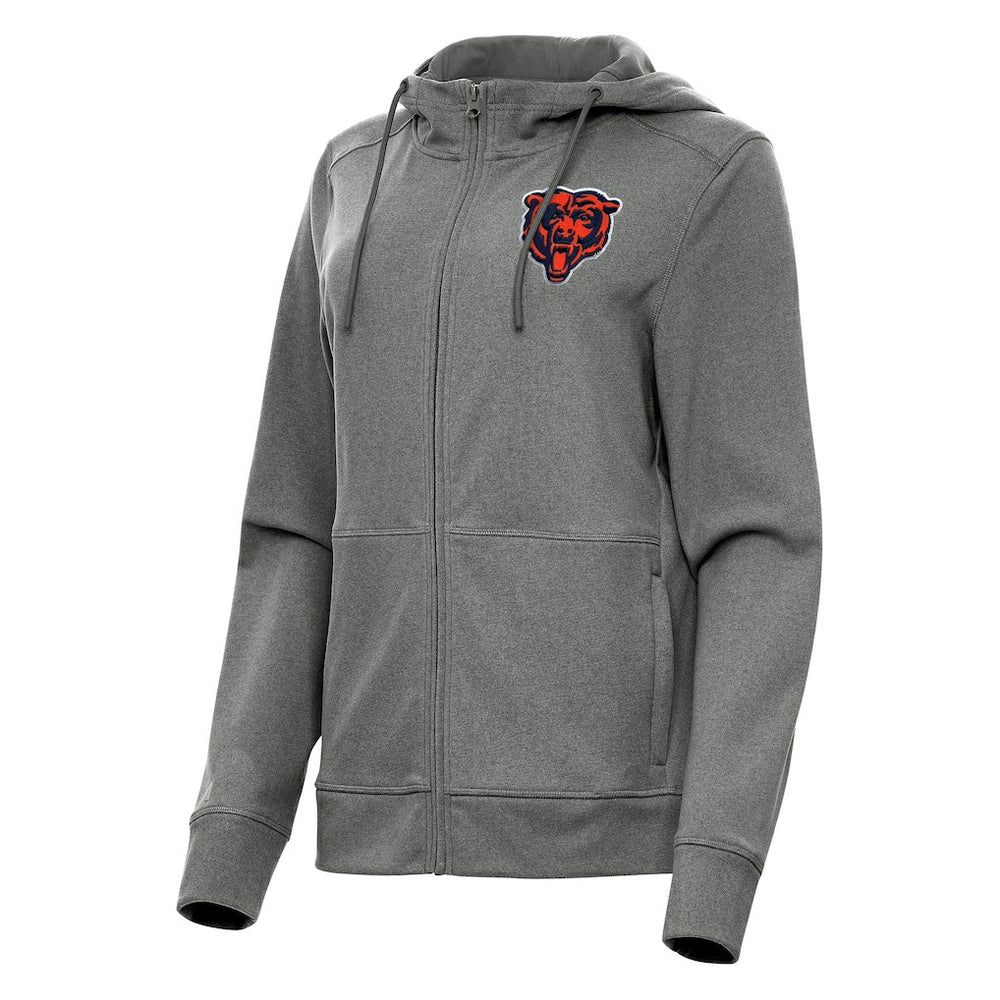 Chicago Bears Antigua Women's Seeker Full-Zip Hoodie Jacket Heather Charcoal - NFL