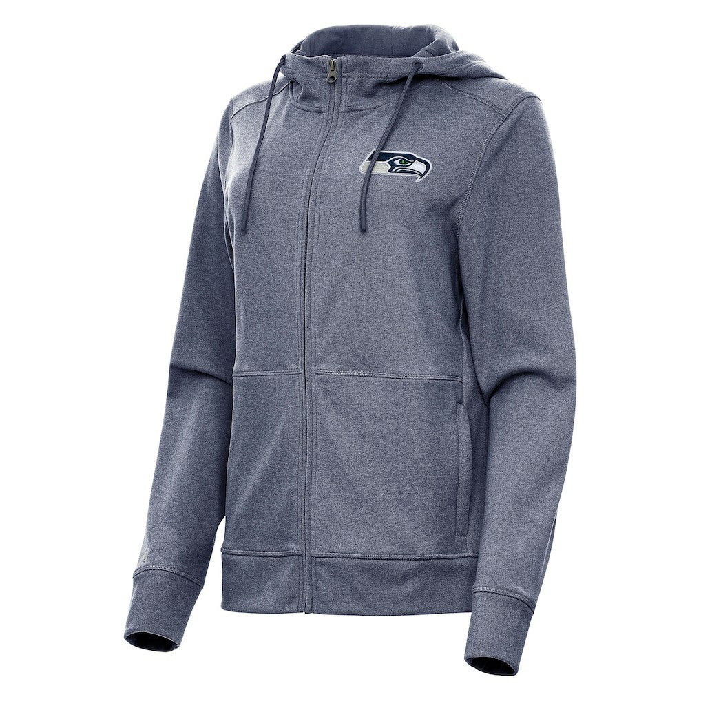 Seattle Seahawks Antigua Women's Seeker Full-Zip Hoodie Jacket Heather College Navy - NFL