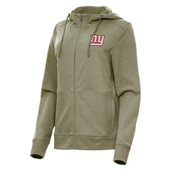 New York Giants Antigua Women's Seeker Full-Zip Hoodie Jacket Heather Olive - NFL
