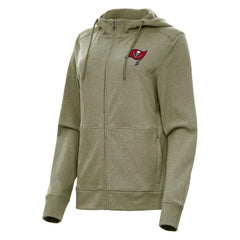 Tampa Bay Buccaneers Antigua Women's Seeker Full-Zip Hoodie Jacket Heather Olive - NFL