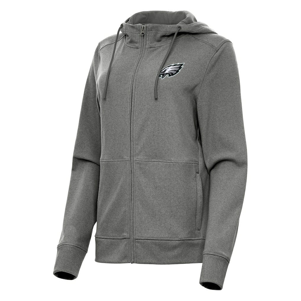 Philadelphia Eagles Antigua Women's Seeker Full-Zip Hoodie Jacket Heather Charcoal - NFL