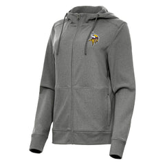 Minnesota Vikings Antigua Women's Seeker Full-Zip Hoodie Jacket Heather Charcoal - NFL
