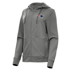 New England Patriots Antigua Women's Seeker Full-Zip Hoodie Jacket Heather Charcoal - NFL
