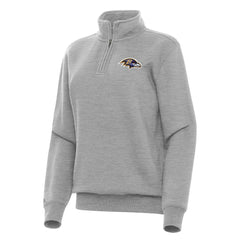 Baltimore Ravens Antigua Women's Victory Quarter-Zip Top Heather Gray - NFL