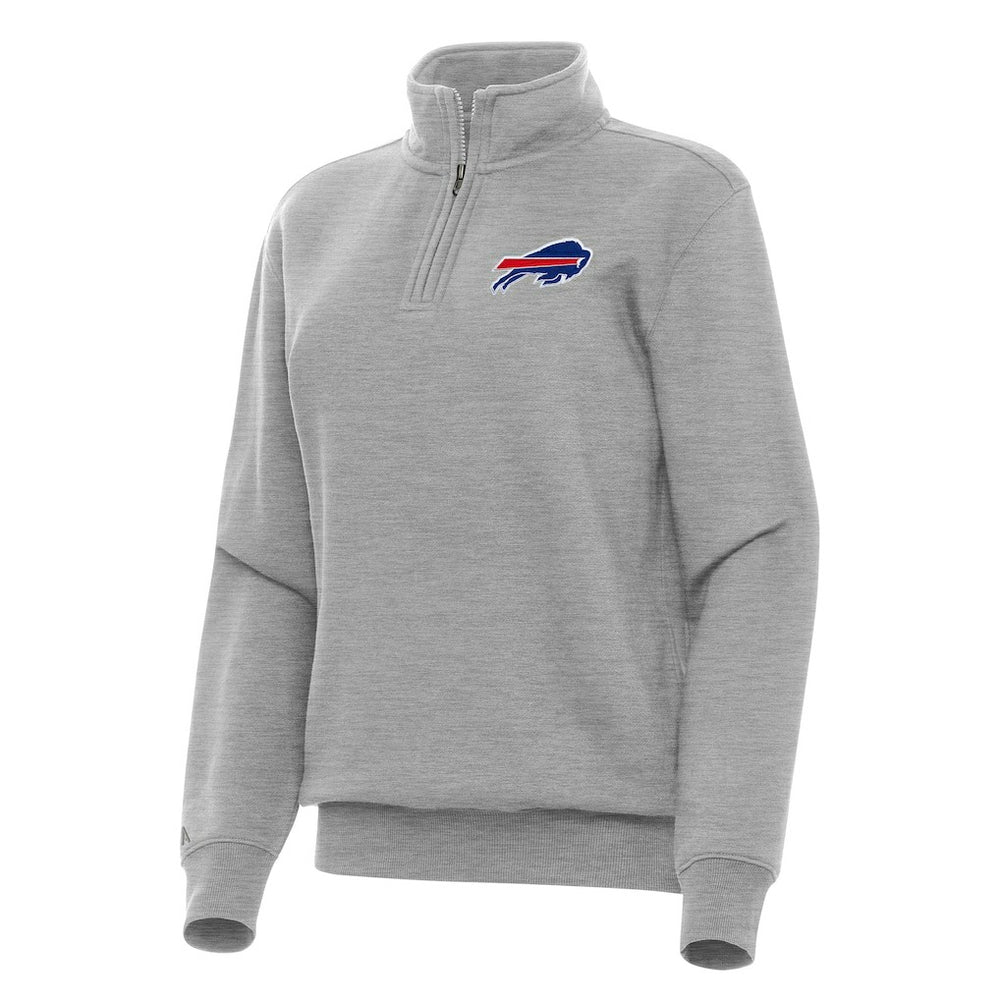 Buffalo Bills Antigua Women's Victory Quarter-Zip Top Heather Gray - NFL