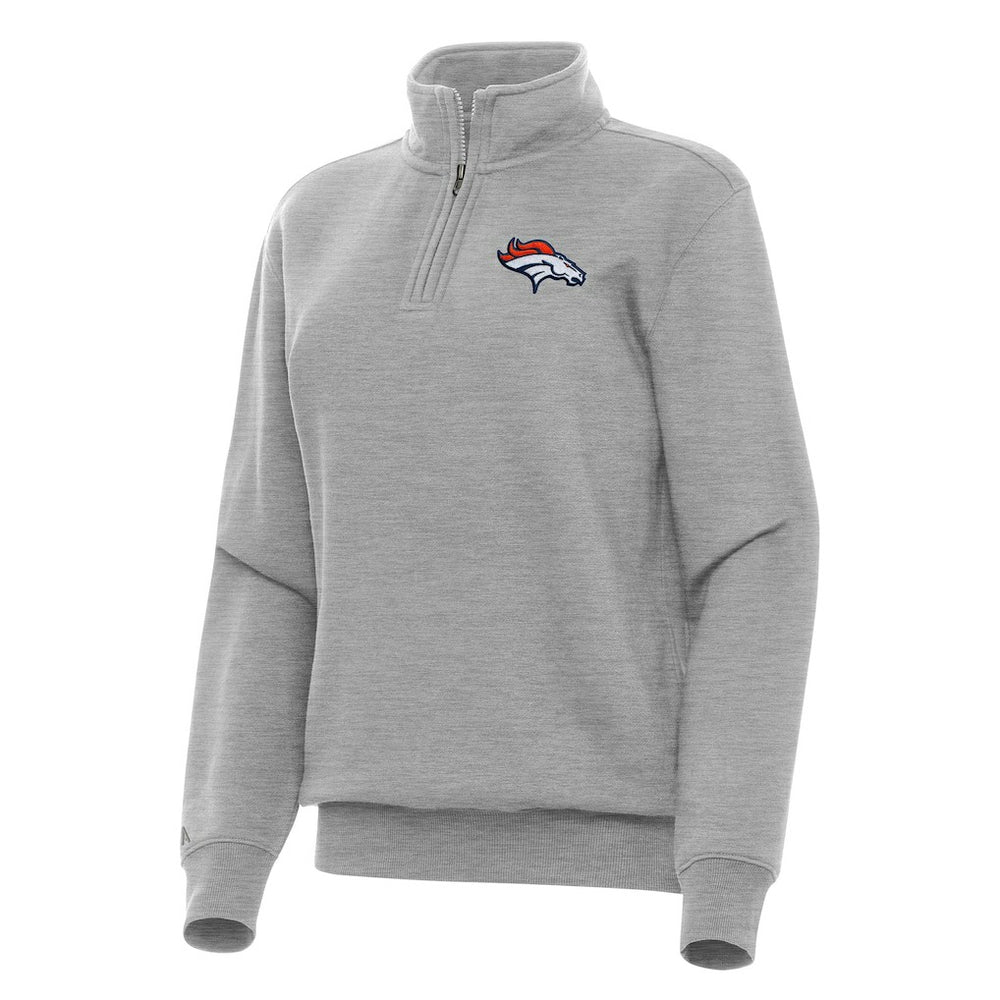 Denver Broncos Antigua Women's Victory Quarter-Zip Top Heather Gray - NFL