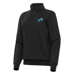 Detroit Lions Antigua Women's Victory Quarter-Zip Top Black - NFL