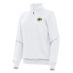 Green Bay Packers Antigua Women's Victory Quarter-Zip Top White - NFL