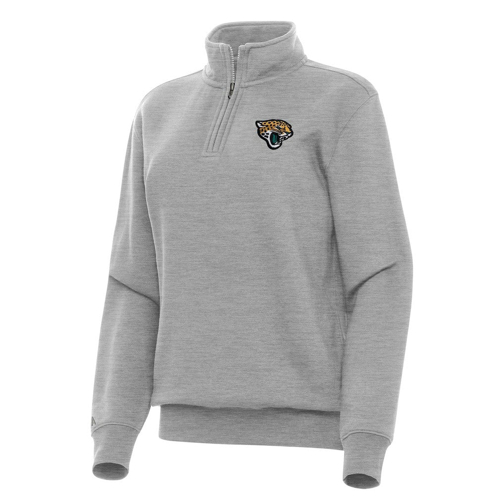 Jacksonville Jaguars Antigua Women's Victory Quarter-Zip Top Heather Gray - NFL