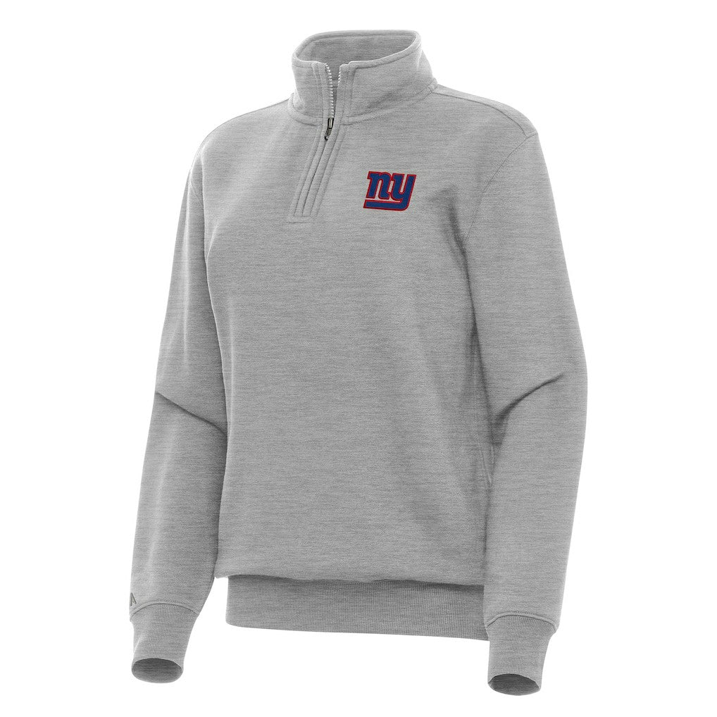 New York Giants Antigua Women's Victory Quarter-Zip Top Heather Gray - NFL