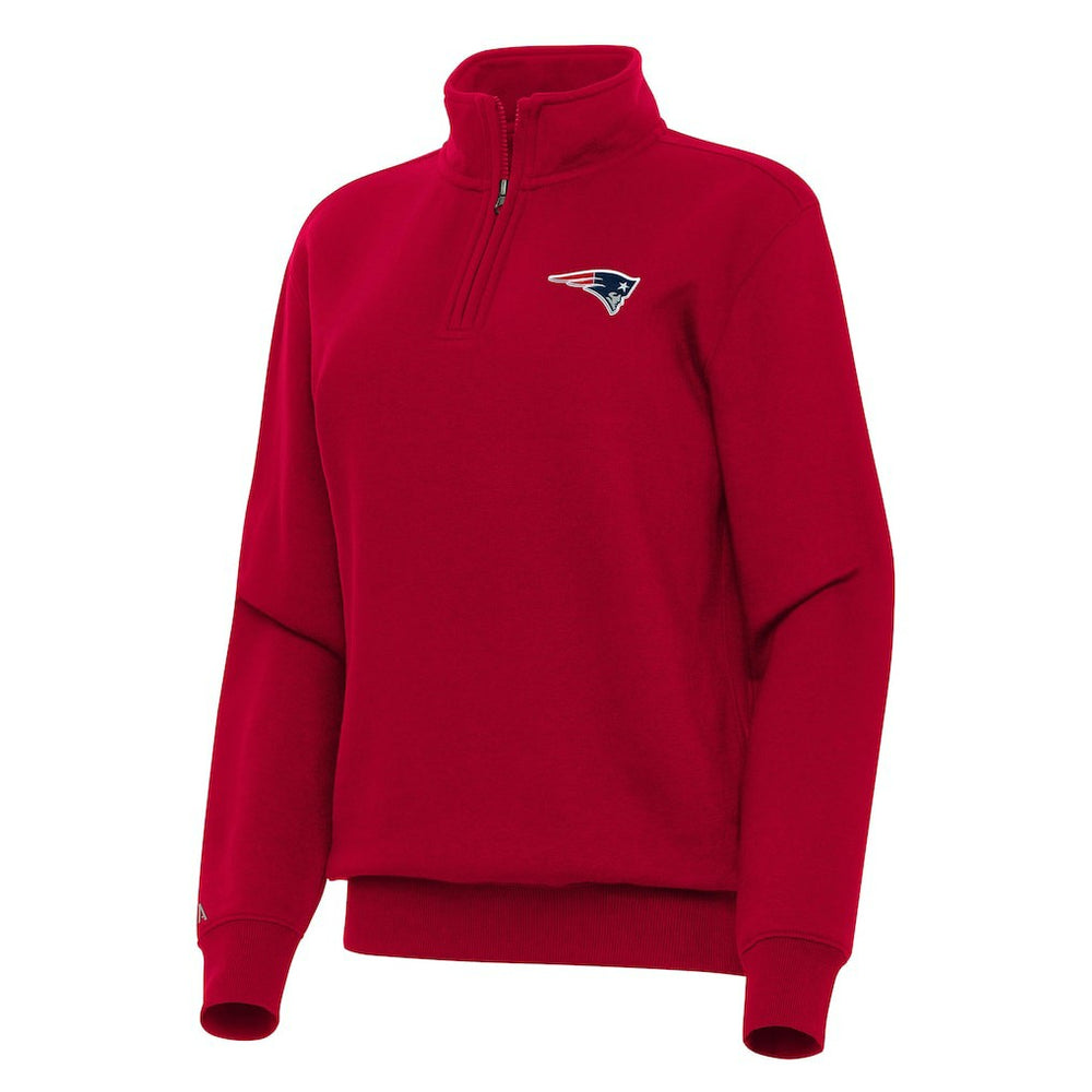 New England Patriots Antigua Women's Victory Quarter-Zip Top Red - NFL