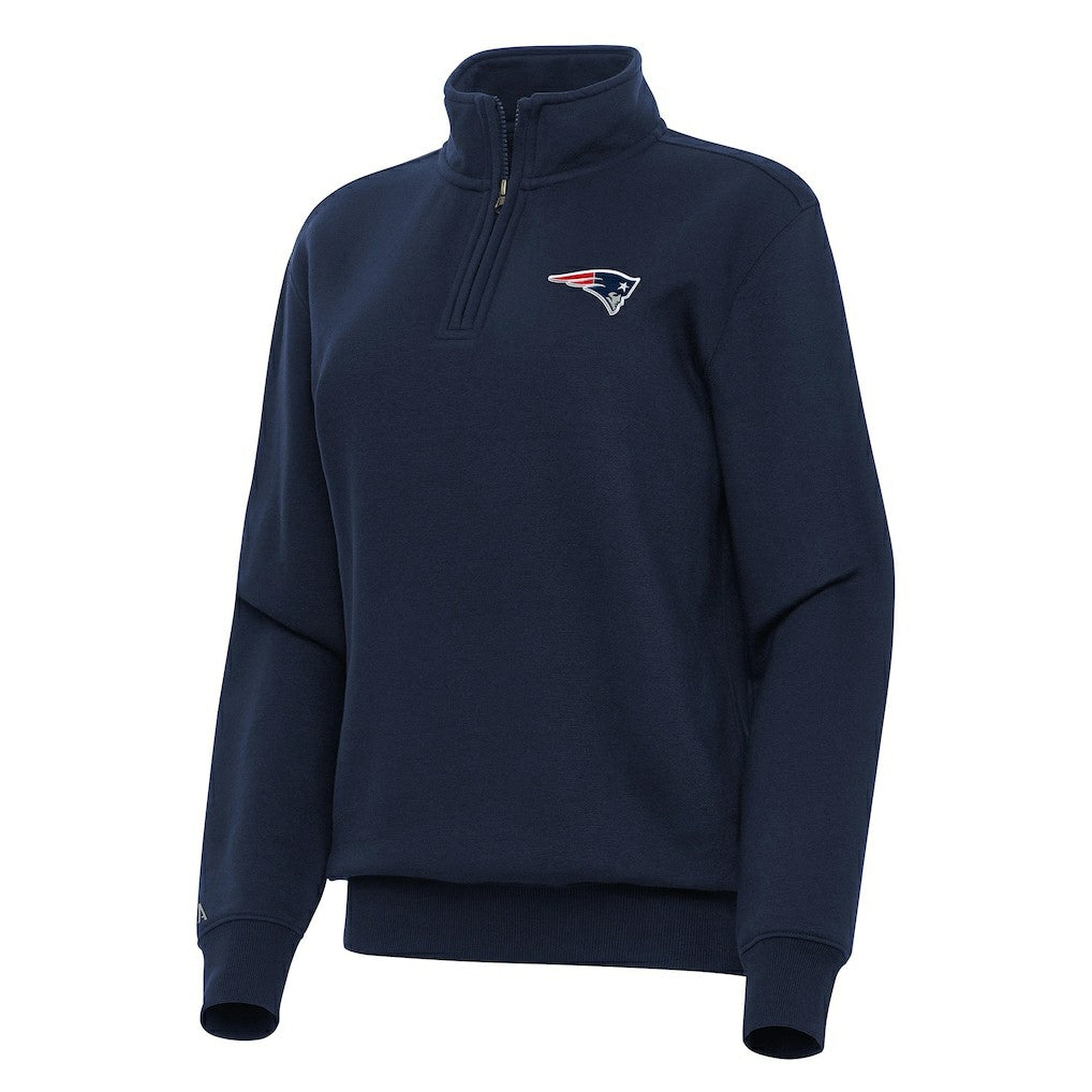 New England Patriots Antigua Women's Victory Quarter-Zip Top Navy - NFL