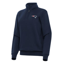 New England Patriots Antigua Women's Victory Quarter-Zip Top Navy - NFL