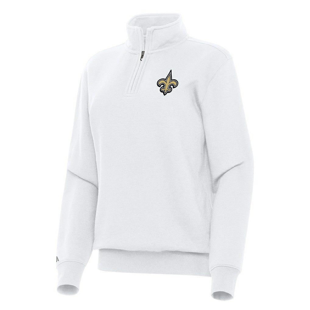 New Orleans Saints Antigua Women's Victory Quarter-Zip Top White - NFL