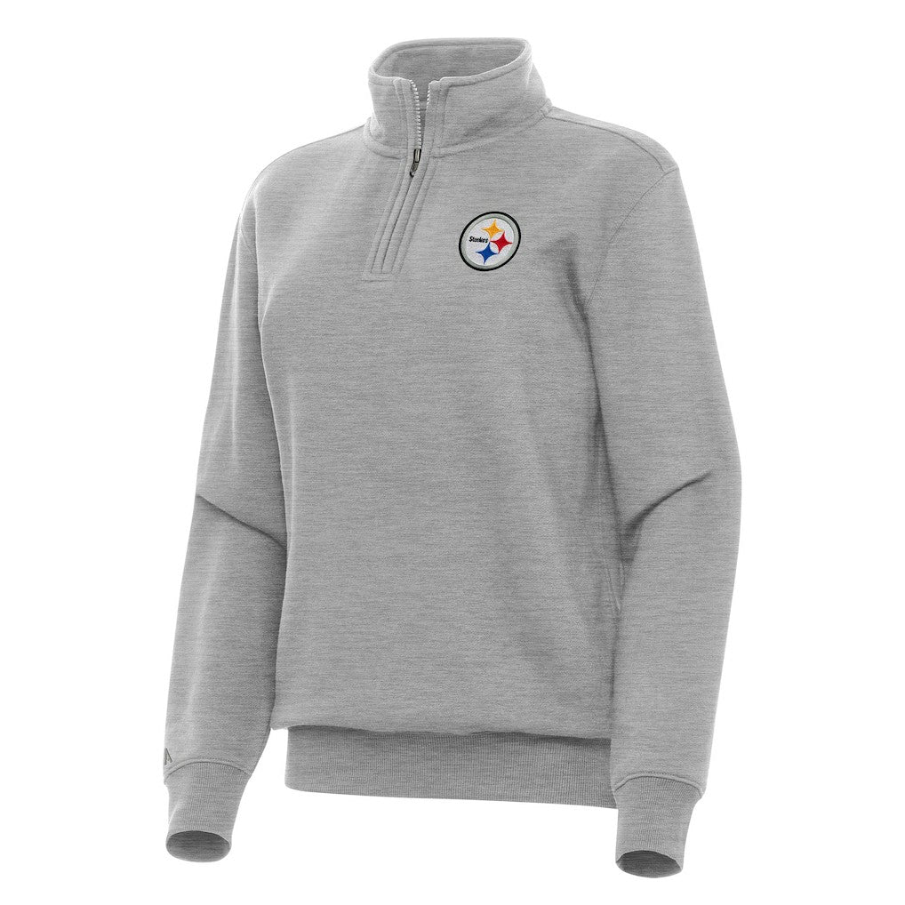 Pittsburgh Steelers Antigua Women's Victory Quarter-Zip Top Heather Gray - NFL
