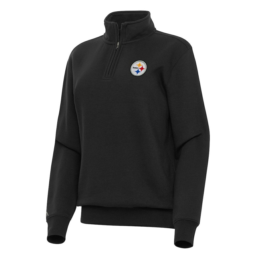 Pittsburgh Steelers Antigua Women's Victory Quarter-Zip Top Black - NFL