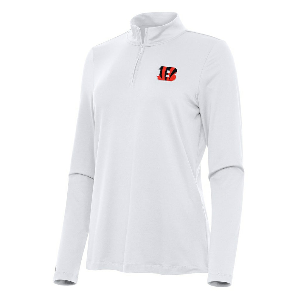 Cincinnati Bengals Antigua Women's Reprocess Quarter-Zip Top White - NFL