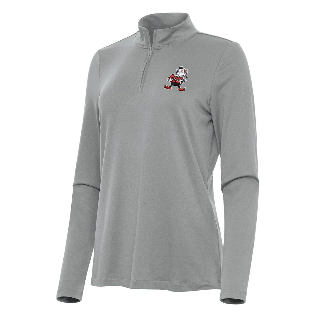 Cleveland Browns Antigua Women's Reprocess Quarter-Zip Top Gray - NFL