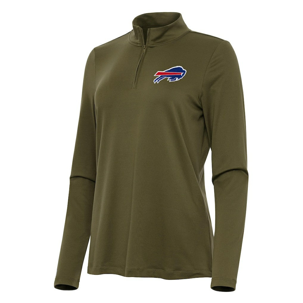 Buffalo Bills Antigua Women's Reprocess Quarter-Zip Top Olive - NFL