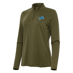 Detroit Lions Antigua Women's Reprocess Quarter-Zip Top Olive - NFL