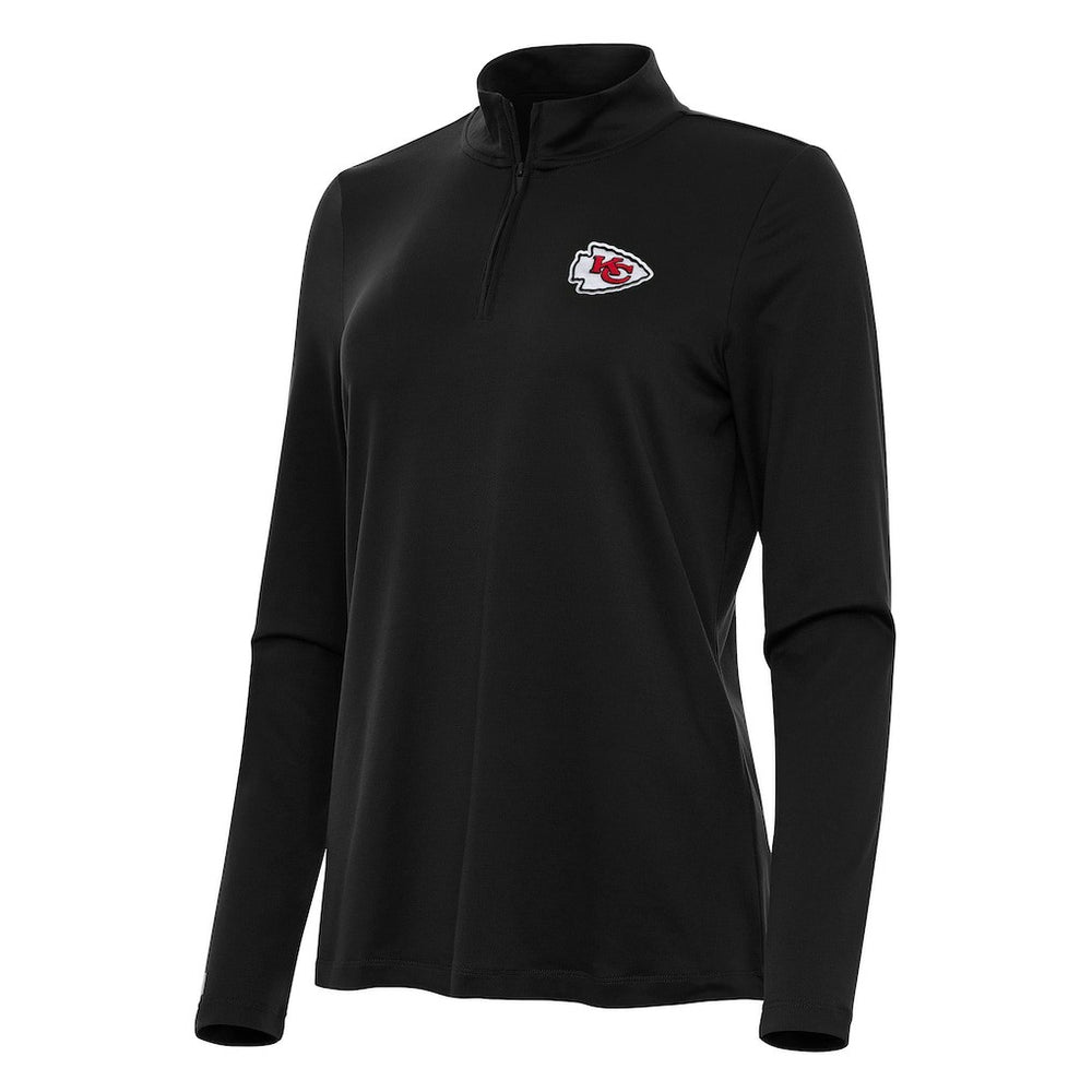 Kansas City Chiefs Antigua Women's Reprocess Quarter-Zip Top Black - NFL