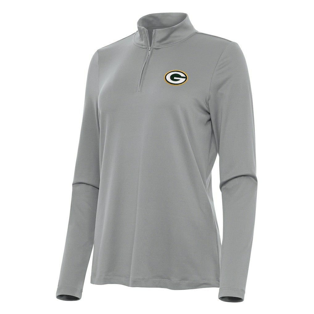 Green Bay Packers Antigua Women's Reprocess Quarter-Zip Top Gray - NFL