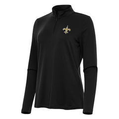 New Orleans Saints Antigua Women's Reprocess Quarter-Zip Top Black - NFL