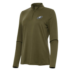Philadelphia Eagles Antigua Women's Reprocess Quarter-Zip Top Olive - NFL