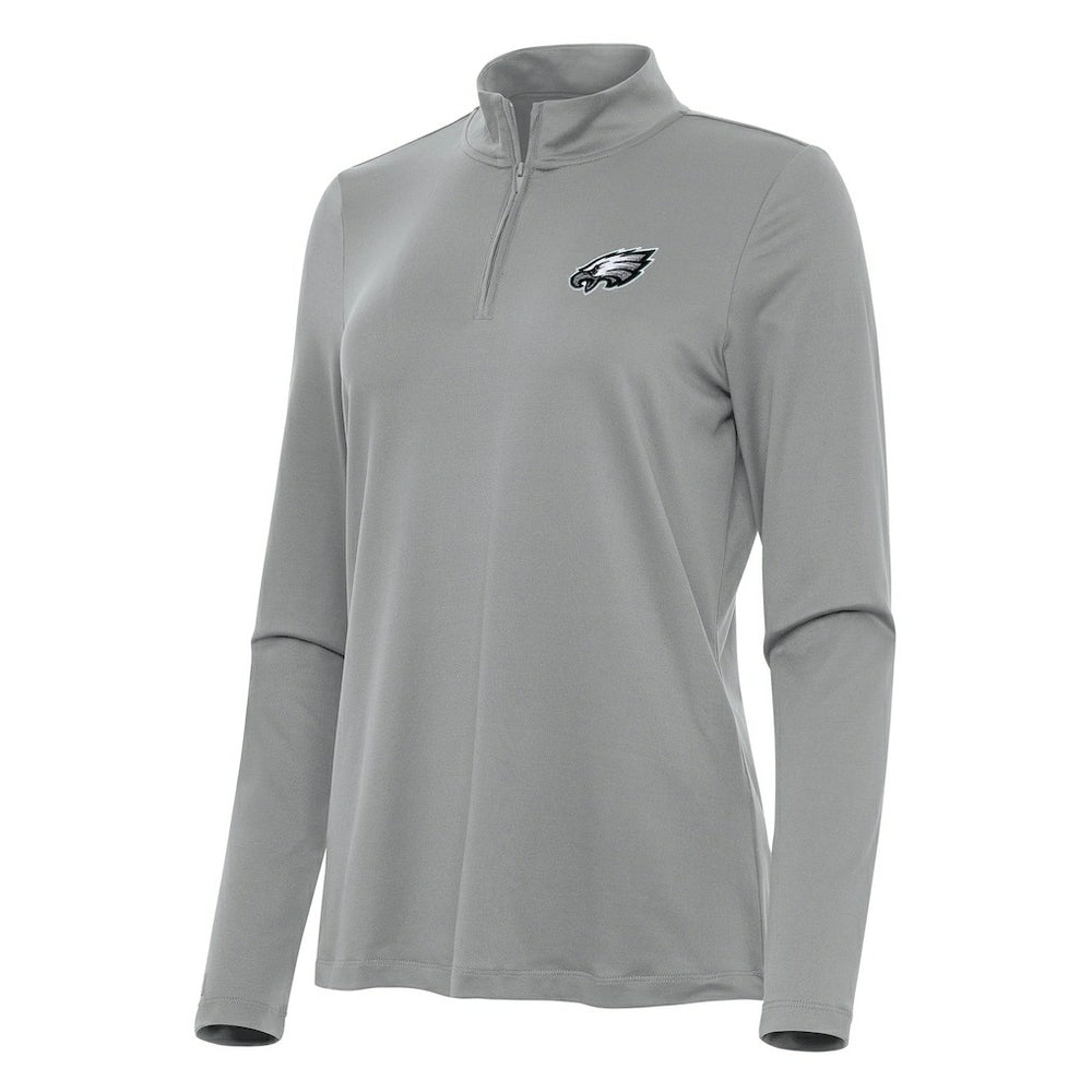 Philadelphia Eagles Antigua Women's Reprocess Quarter-Zip Top Gray - NFL