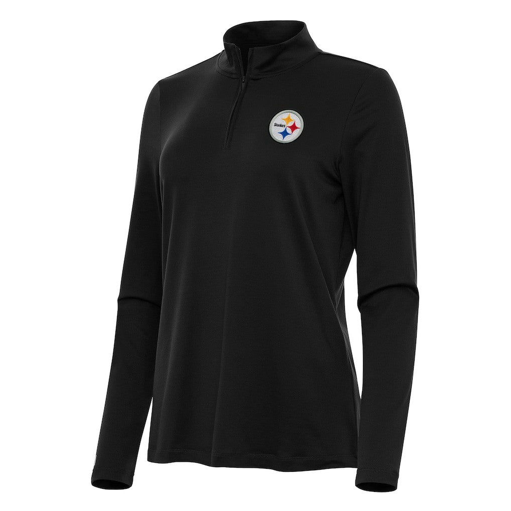 Pittsburgh Steelers Antigua Women's Reprocess Quarter-Zip Top Black - NFL