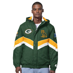 Green Bay Packers OVO x Starter Sideline Full-Snap Puffer Jacket Green - NFL