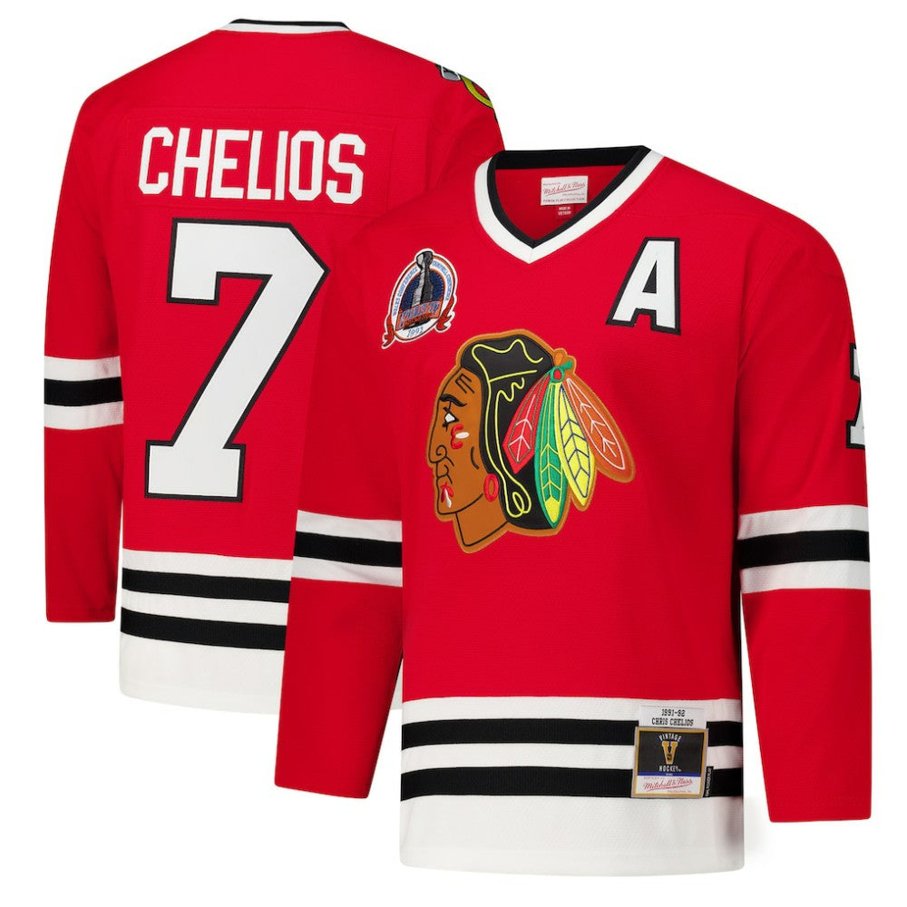 Chris Chelios Chicago Blackhawks 1991-92 Power Play Jersey - Red | NHL Jerseys
