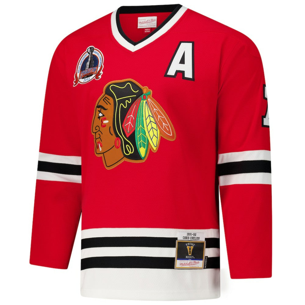 Chris Chelios Chicago Blackhawks 1991-92 Power Play Jersey - Red | NHL Jerseys