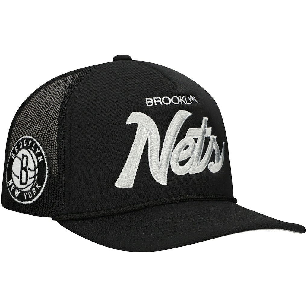 Mitchell & Ness - Brooklyn Nets Script Trucker Adjustable Hat - Black