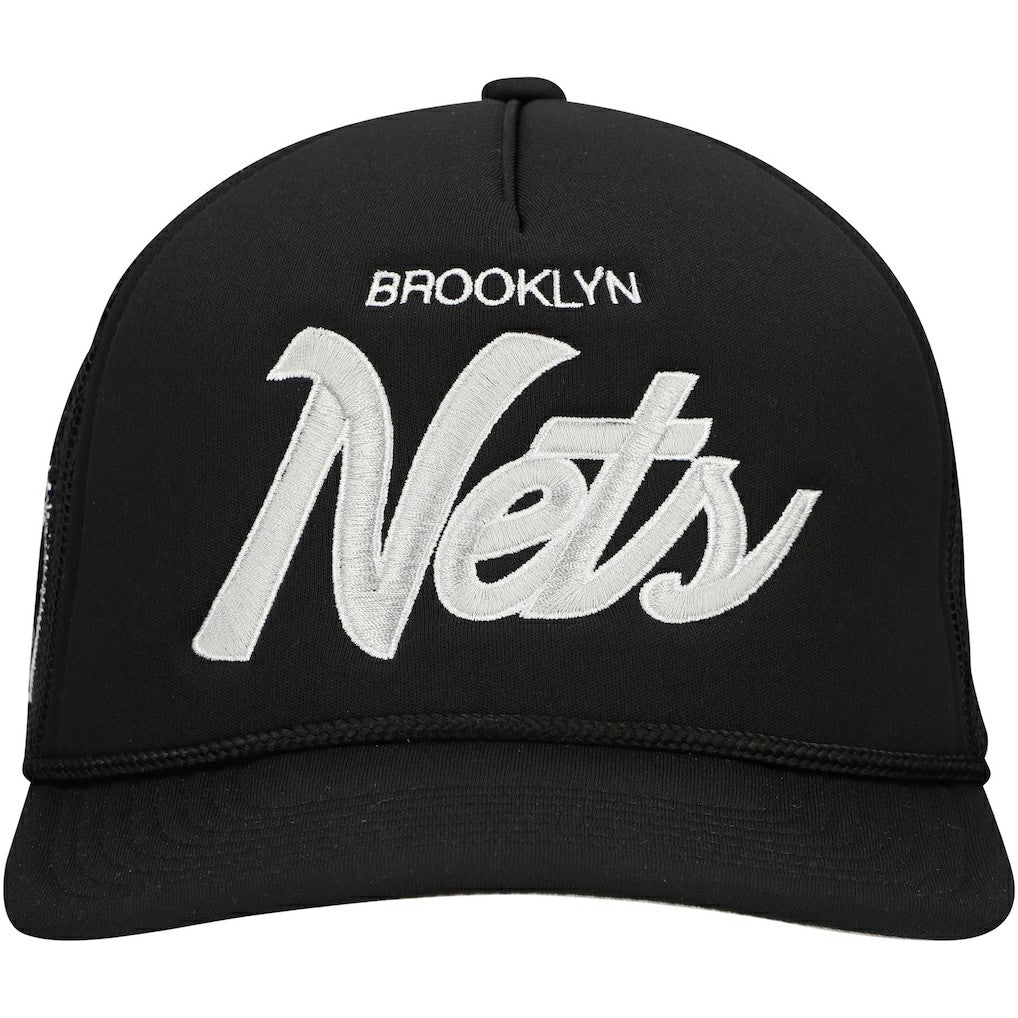 Mitchell & Ness - Brooklyn Nets Script Trucker Adjustable Hat - Black
