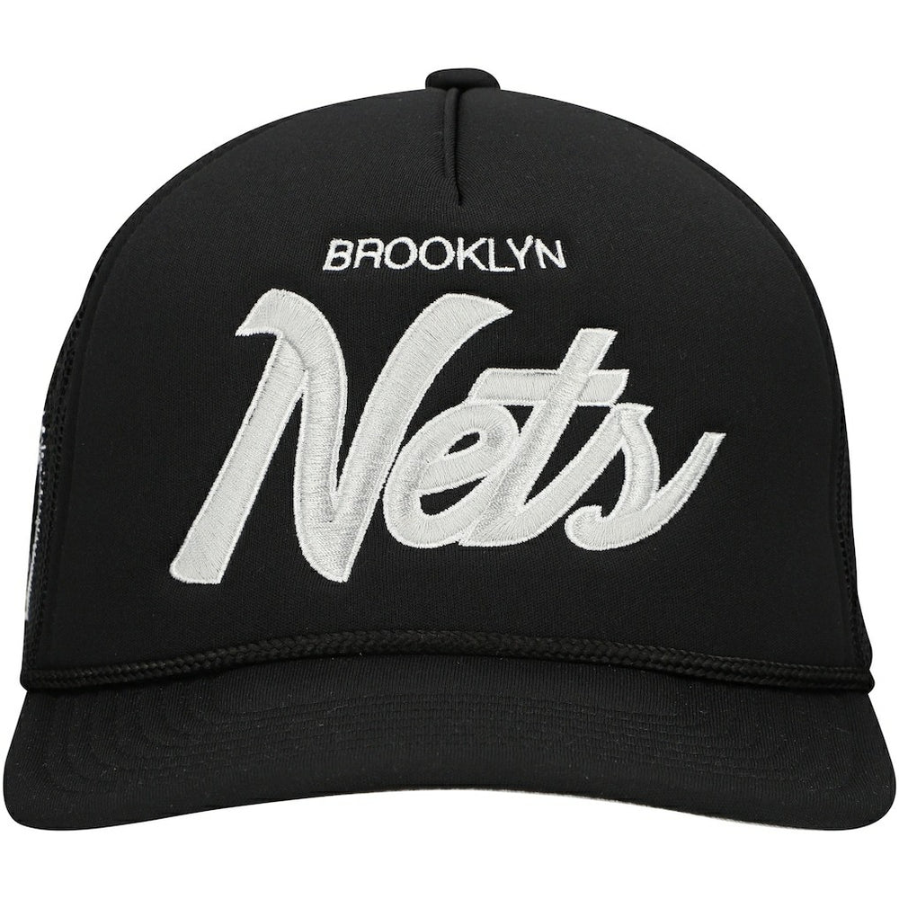 Mitchell & Ness - Brooklyn Nets Script Trucker Adjustable Hat - Black