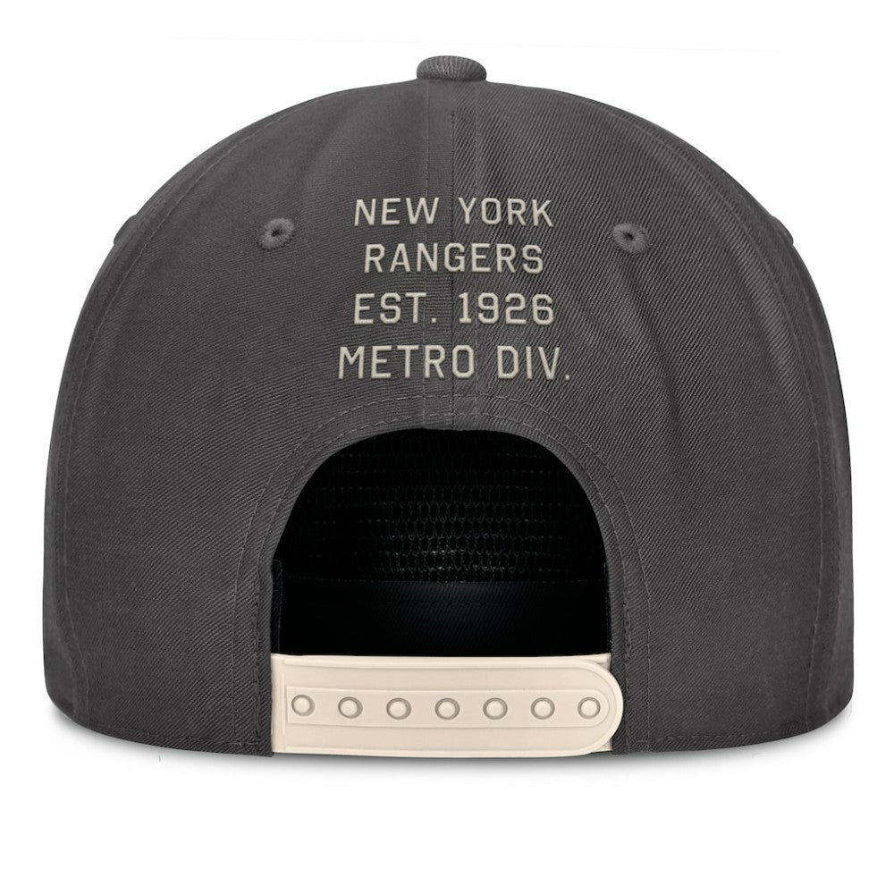 New York Rangers Fanatics Closer Adjustable Hat Charcoal