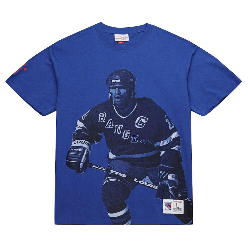 Mark Messier New York Rangers Mitchell & Ness NHL Ultimate Player Vintage Logo T-Shirt Blue