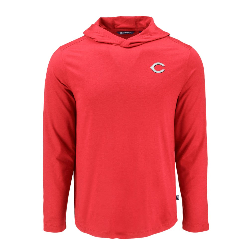 Cincinnati Reds Cutter & Buck Coastline Epic Comfort Recycled Eco Hoodie Long Sleeve T-Shirt On Sale