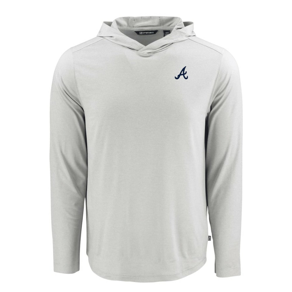 Atlanta Braves Cutter & Buck Coastline Epic Comfort Recycled Eco Hoodie Long Sleeve T-Shirt On Sale