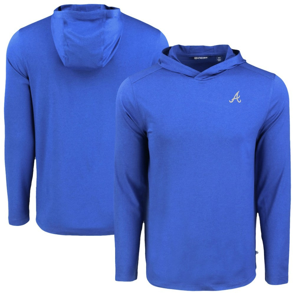Atlanta Braves Cutter & Buck Coastline Epic Comfort Recycled Eco Hoodie Long Sleeve T-Shirt Clearance
