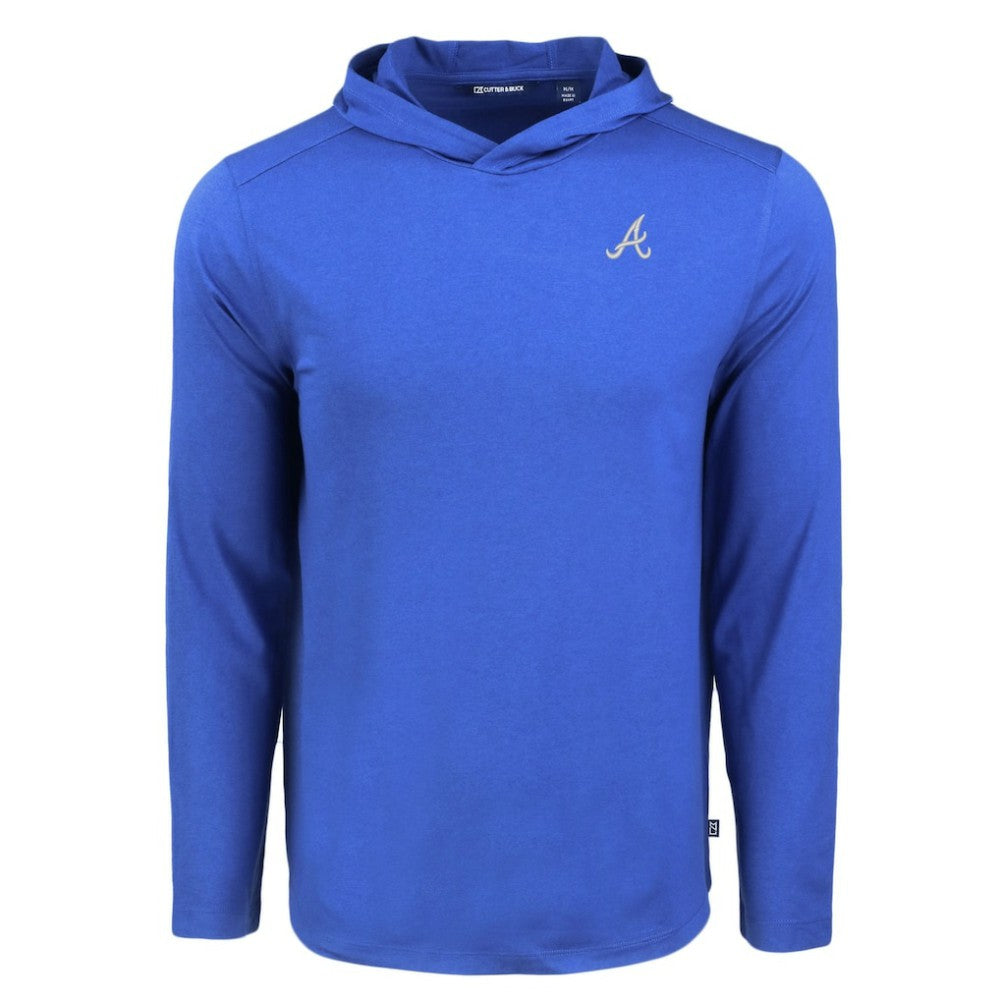 Atlanta Braves Cutter & Buck Coastline Epic Comfort Recycled Eco Hoodie Long Sleeve T-Shirt Clearance