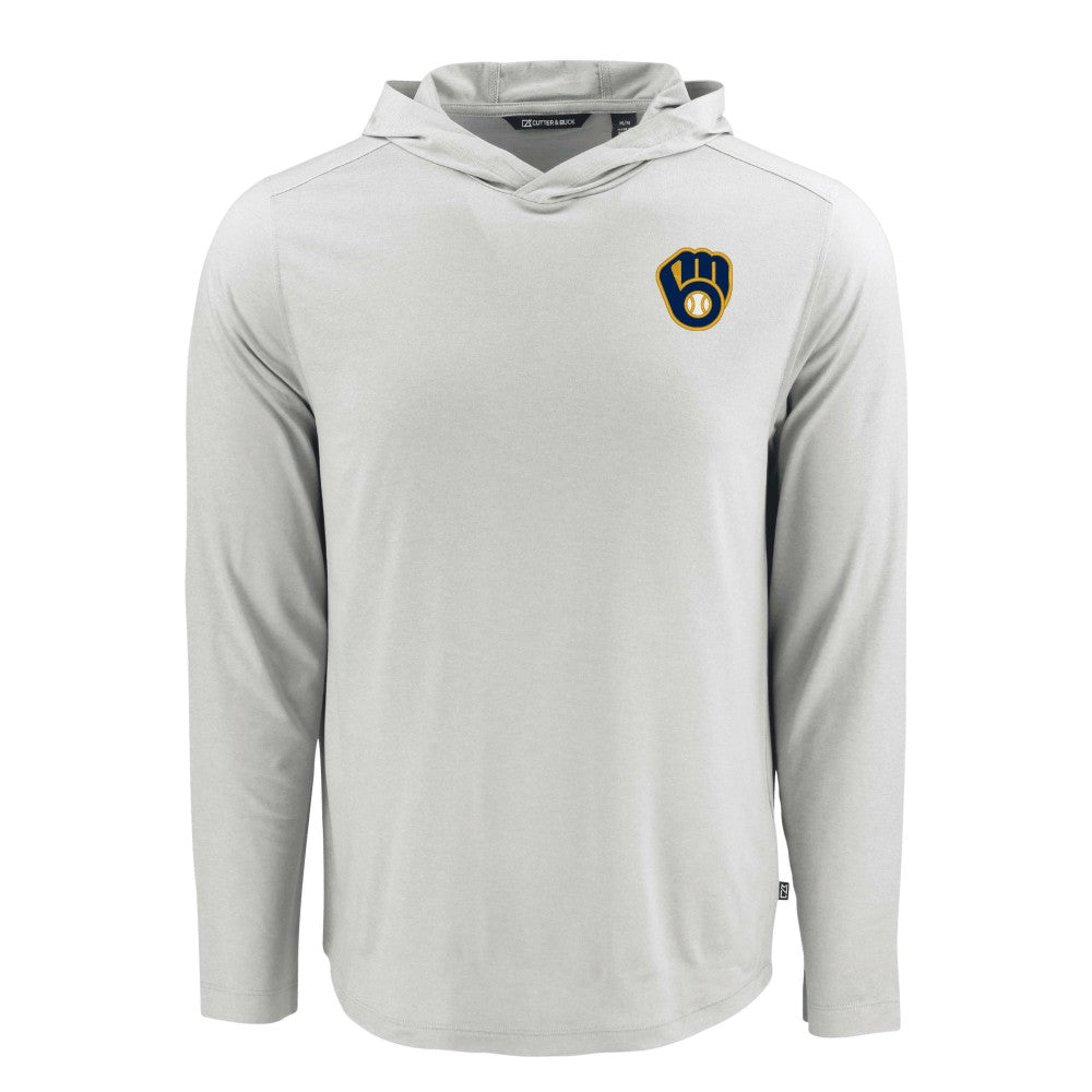 Milwaukee Brewers Cutter & Buck Coastline Epic Comfort Recycled Eco Hoodie Long Sleeve T-Shirt for sale