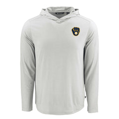 Milwaukee Brewers Cutter & Buck Coastline Epic Comfort Recycled Eco Hoodie Long Sleeve T-Shirt for sale